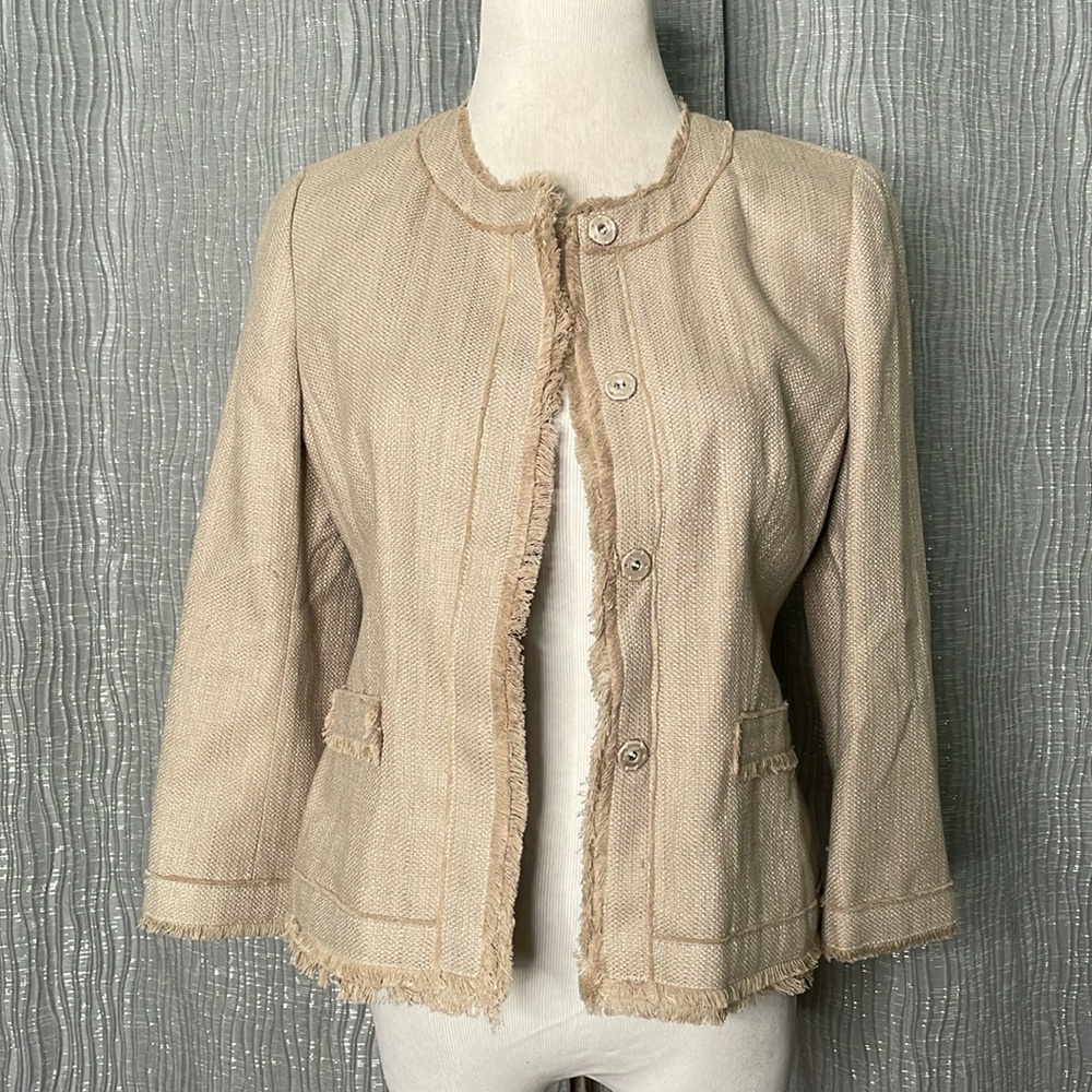 Ann Taylor fringe trim blazer